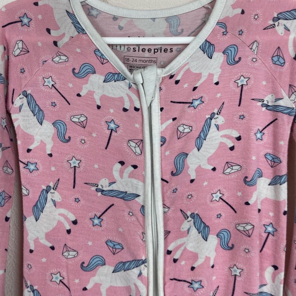 Little Sleepies Pink Unicorn Bamboo Convertible sleeper Size 18/24m - Picture 3 of 4